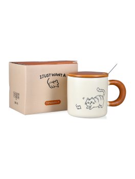 Tazza in Ceramica con Coperchio e Cucchiaino in Acciaio - Handy Mug: I Just Want a.... - 1