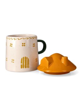 Tazza in Gress con Coperchio - Funghi - 2