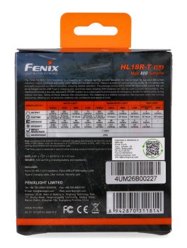 Torcia Frontale Ultraleggera Nera 800 Lumens Fenix HL18R-T - 3