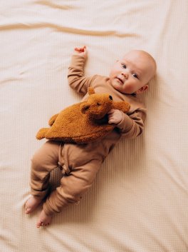 Tutina in Lana Merino e Seta - Pigiamino Bimbo - Stucco - 4