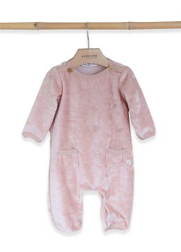 Tutina Intera in Velluto - Rosa Cipria - 2