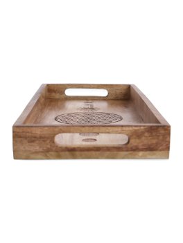 Vassoio da Portata Rettangolare in Legno di Mango "Fiore della Vita" - 2