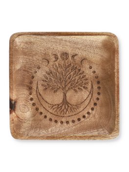 Vassoio Quadrato in Legno di Mango - Albero della Vita - 1