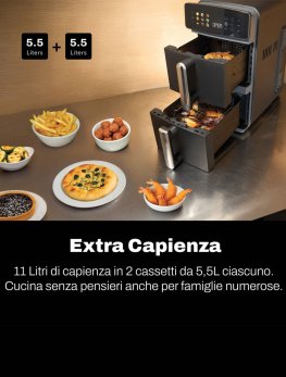 Vivo Air Fryer Dual Zone - Friggitrice ad Aria Verticale a Doppio Cassetto - 2