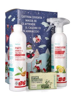 Xmas Box Pulizia Cucina con Piatti Arancio + Sgrassatore + Sapone Fiori d'Arancio - 2