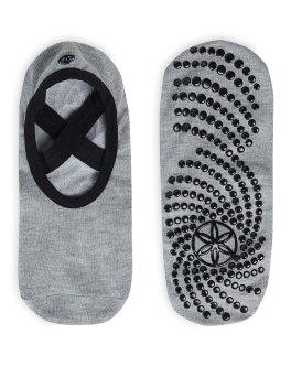 Yoga Barre Socks - Calzini Yoga Antiscivolo con Elastici - Nero/Grigio - 2