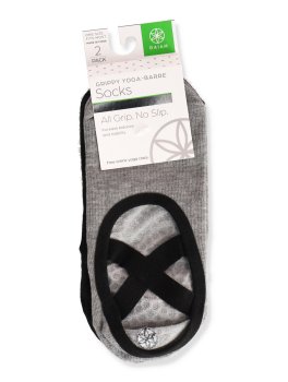 Yoga Barre Socks - Calzini Yoga Antiscivolo con Elastici - Nero/Grigio - 5