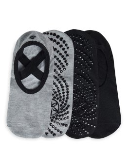 Yoga Barre Socks - Calzini Yoga Antiscivolo con Elastici - Nero/Grigio - 1