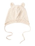 Berretto in Tencel con Orecchie da Orso - Melange Ecru