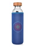 Bottiglia Flaska in Vetro con Cover in Neoprene "Flower of Life" - Blue
