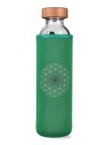 Bottiglia Flaska in Vetro con Cover in Neoprene "Flower of Life"  - Green