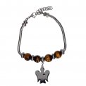 Bracciale in Acciaio Stile Pandora con Angelo e Pietre Dure