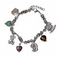 Bracciale Mamma in Acciaio con Gemme e Ciondoli