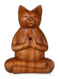 Bruciaincenso Gatto Yoga in Legno Intagliato