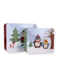 Cake Tin Set "Winter Market"- 2 Scatole Regalo Natalizie Quadrate