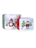 Cake Tin Set "Winter Market" - 2 Scatole Regalo Natalizie Quadrate S e M