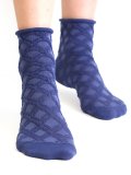 Calzini Corti Donna in Cotone Bio Taglio Vivo - Blu