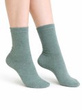 Calzini Donna in Cotone Bio Verde Salvia "Bottonato"