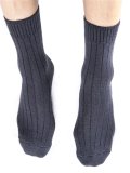 Calzini Medi Uomo a Coste in Lana Merinos "Colombo" - Antracite