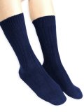 Calzini Medi Uomo a Coste in Lana Merinos "Colombo" - Blu