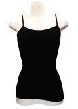 Canotta Spalla Fine in Fibra di Bambù e Ricino - Basic Nera