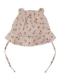 Cappellino da Sole in Mussola con Orecchie da Orso - Pink Flowers