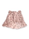 Cappellino da Sole in Mussola con Orecchie da Orso - Pink Flowers