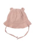 Cappellino da Sole in Mussola con Orecchie da Orso - Pink Sand