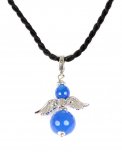 Ciondolo Angelo Alato in Metallo e Agata Blu