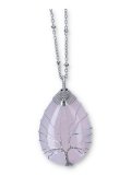 Collana con Ciondolo Albero della Vita a Goccia in Quarzo Rosa