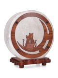 Lampada di Sale Bianca Tonda con Base in Legno - Gatti