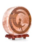 Lampada di Sale Tonda con Base in Legno