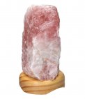 Lampada in Quarzo Rosa con Base in Legno