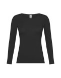 Maglia Girocollo in Tencel™ a Maniche Lunghe - Nero