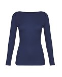 Maglia Scollo a Barchetta in Tencel™ a Costine Manica Lunga - Blu