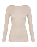 Maglia Scollo a Barchetta in Tencel™ a Costine Manica Lunga - Conchiglia