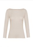 Maglia Scollo a Barchetta in Tencel™ e Cashmere a Manica Lunga - Burro