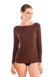Maglia Scollo a Barchetta in Tencel™ e Cashmere a Manica Lunga - Marrone