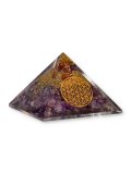 Piramide in Orgonite e Ametista - Fiore della Vita