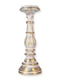 Portacandele Piccolo in Legno Bianco e Oro