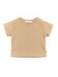 Shirt Bimbo Manica Corta Scollo V - Cammello