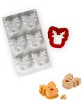 Stampo in Silicone Rudolph con 6 Formine con la Renna Natalizia e 1 Tagliapasta