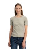T-Shirt Donna Cannettata in Cotone Bio Jasleen Verde