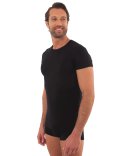 T-Shirt Uomo con Scollo Tondo in Fibra di Faggio - Nero