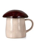 Tazza in Gress Smaltato con Coperchio - Funghi