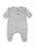 Tutina con Piedi In Velluto - Grigio Ghiaccio