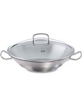 Wok Kunming in Acciao Inossidabile con Coperchio in Vetro