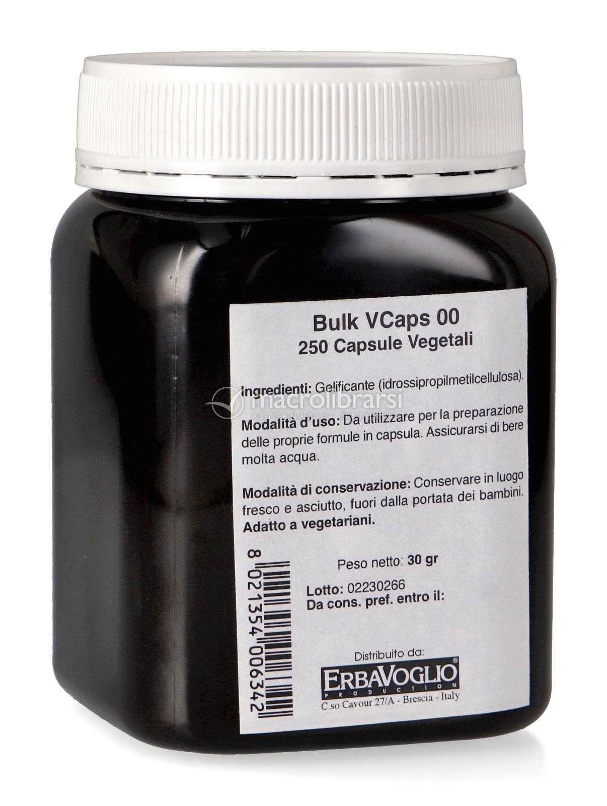 Bulk Vcaps 00 - 250 Capsule Vegetali Vuote di Erbavoglio 