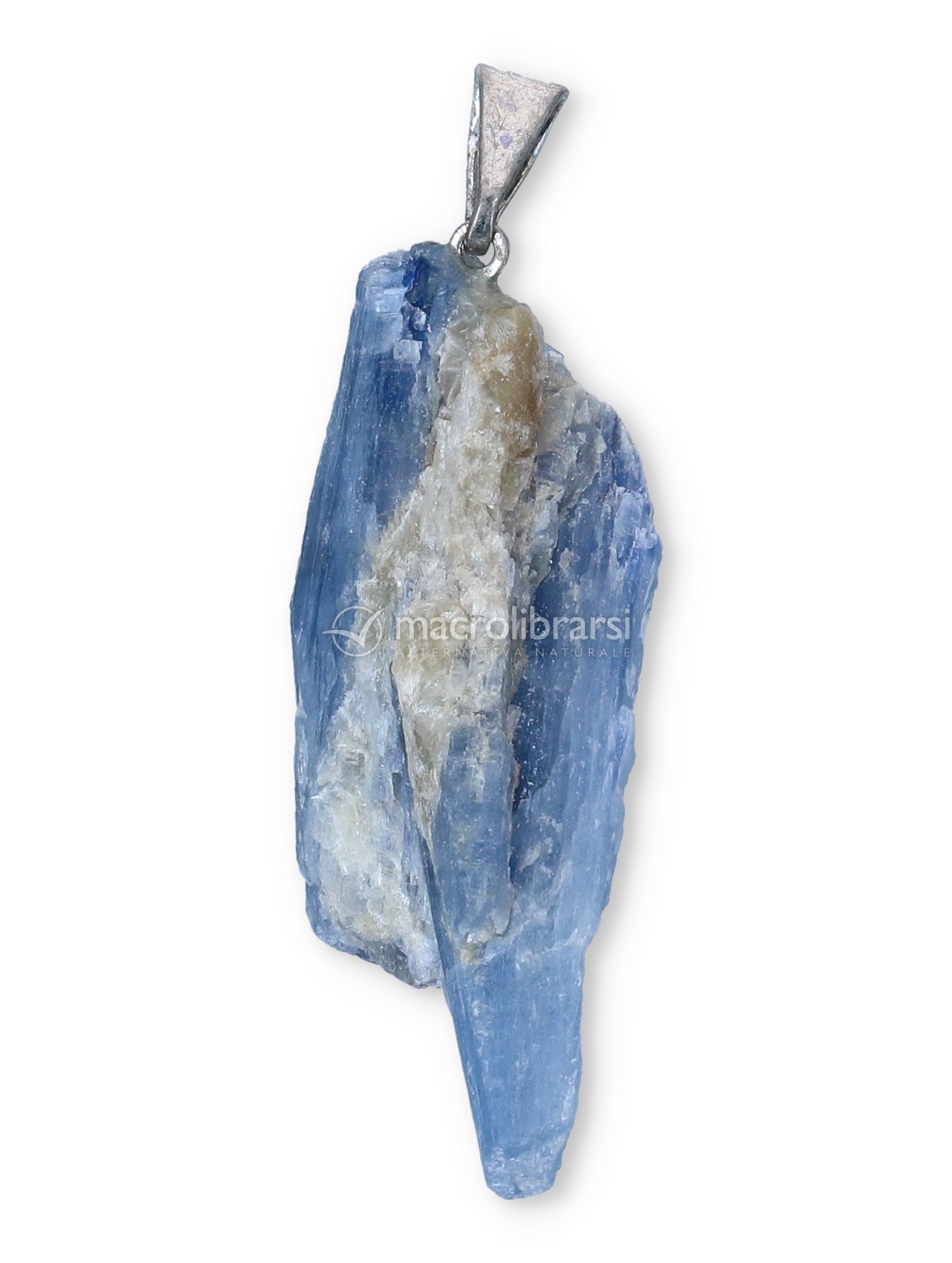 Collana Con Ciondolo In Cianite Blu | Argento 925 | Gemma Grade A+ | Lunghezza 55 Cm - Gioiello Artigianale Brasiliano