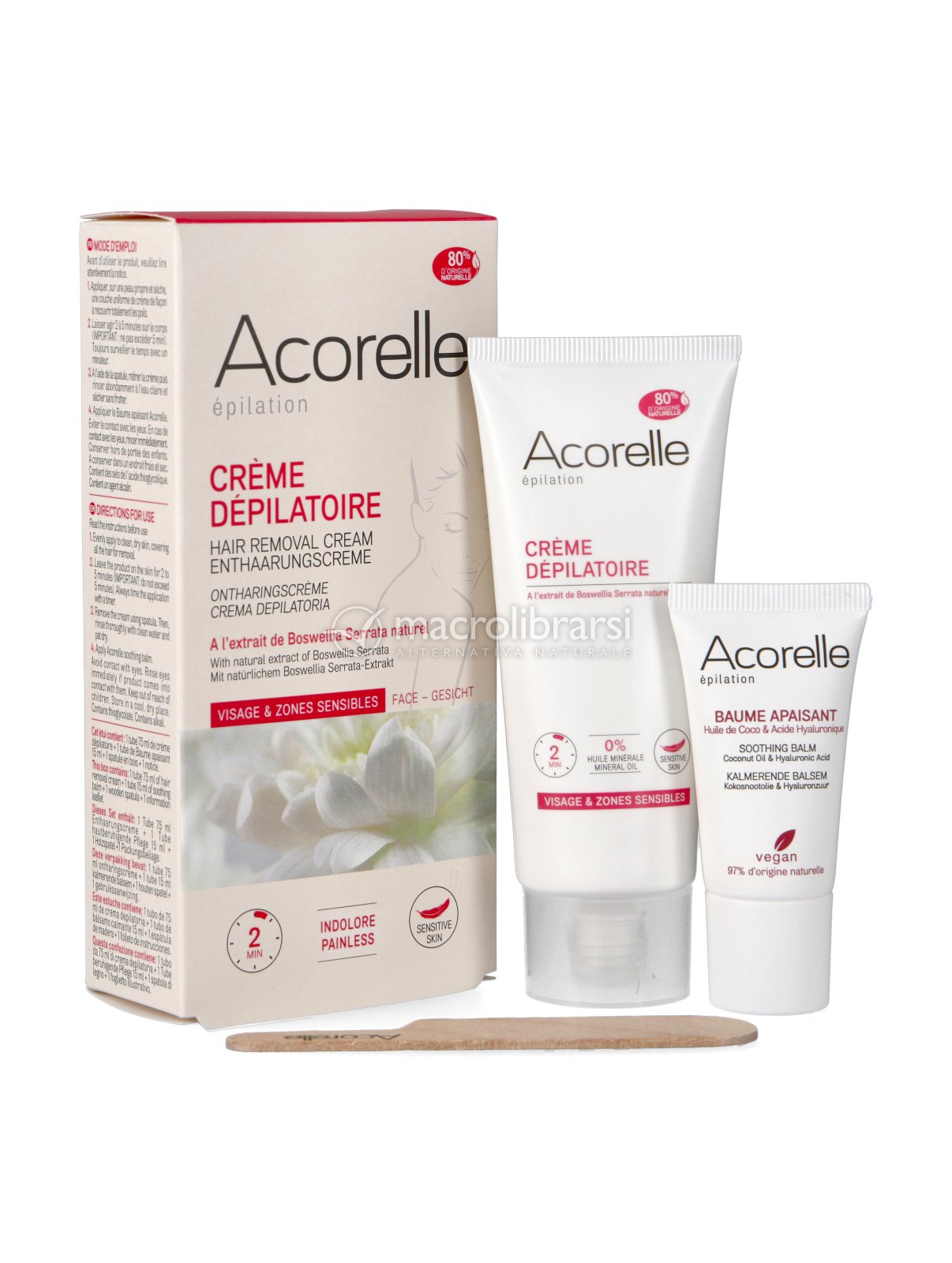 Crema depilatoria viso e zone sensibili - Acorelle